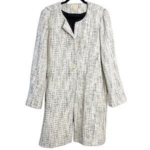 Eileen Fisher | Natural White Tweed Women's Single-Button Coat Size XL